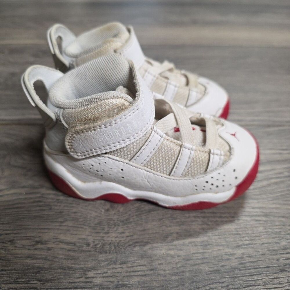 Nike Air Jordan 6 Rings White Black Red Toddler Baby Shoes Size 5C